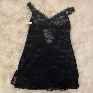 Victoria's Secret S Lace Chemise | Black Floral Mesh Lingerie NWT Slip Camisole
